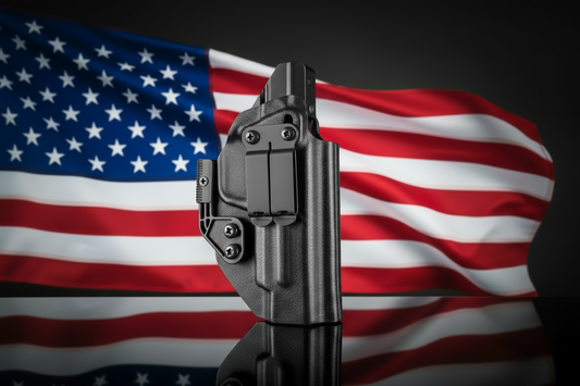 Custom Kydex IWB concealment holster by JB Holstermods against American flag background
