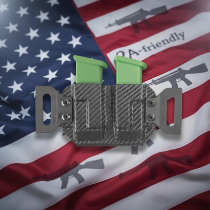 Carbon fiber dual mag carrier with green mags on 2A flag