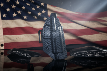OWB Tactical Holster with Patriotic American Flag Background