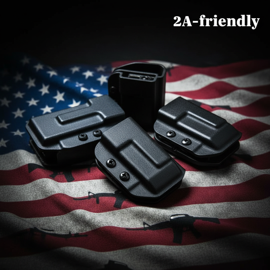 Three mag holsters on flag background
